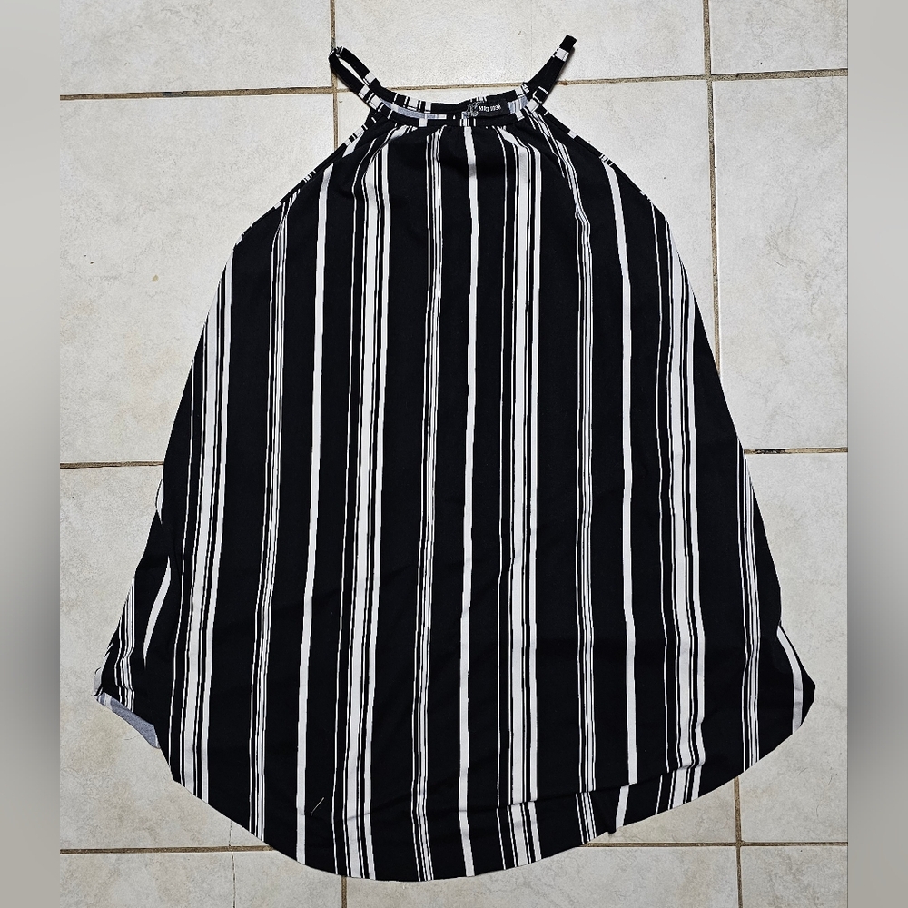 Swing tank dress large black white stripe